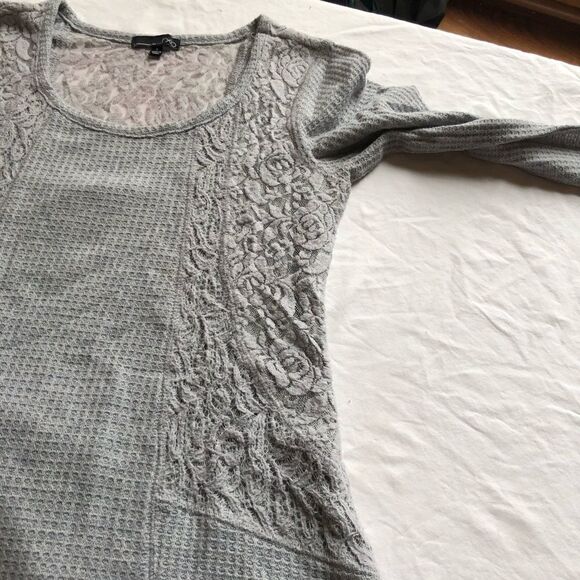 RXB Tunic Blouse Gray Small Lacy Long sleeved - Picture 6 of 11